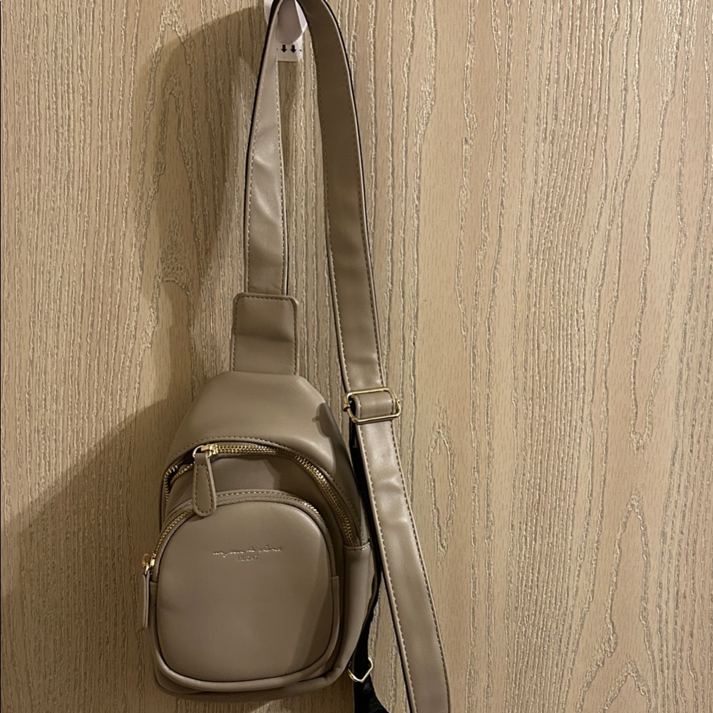 Tan Belt Bag with Adjustable Strap and Minimalist Design